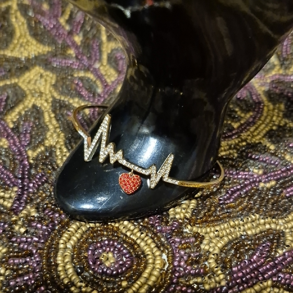 Swarovski Gold and Red Heartbeat Bracelet